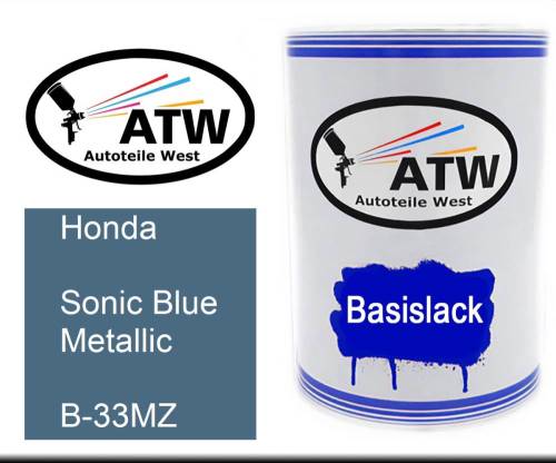 Honda, Sonic Blue Metallic, B-33MZ: 500ml Lackdose, von ATW Autoteile West.